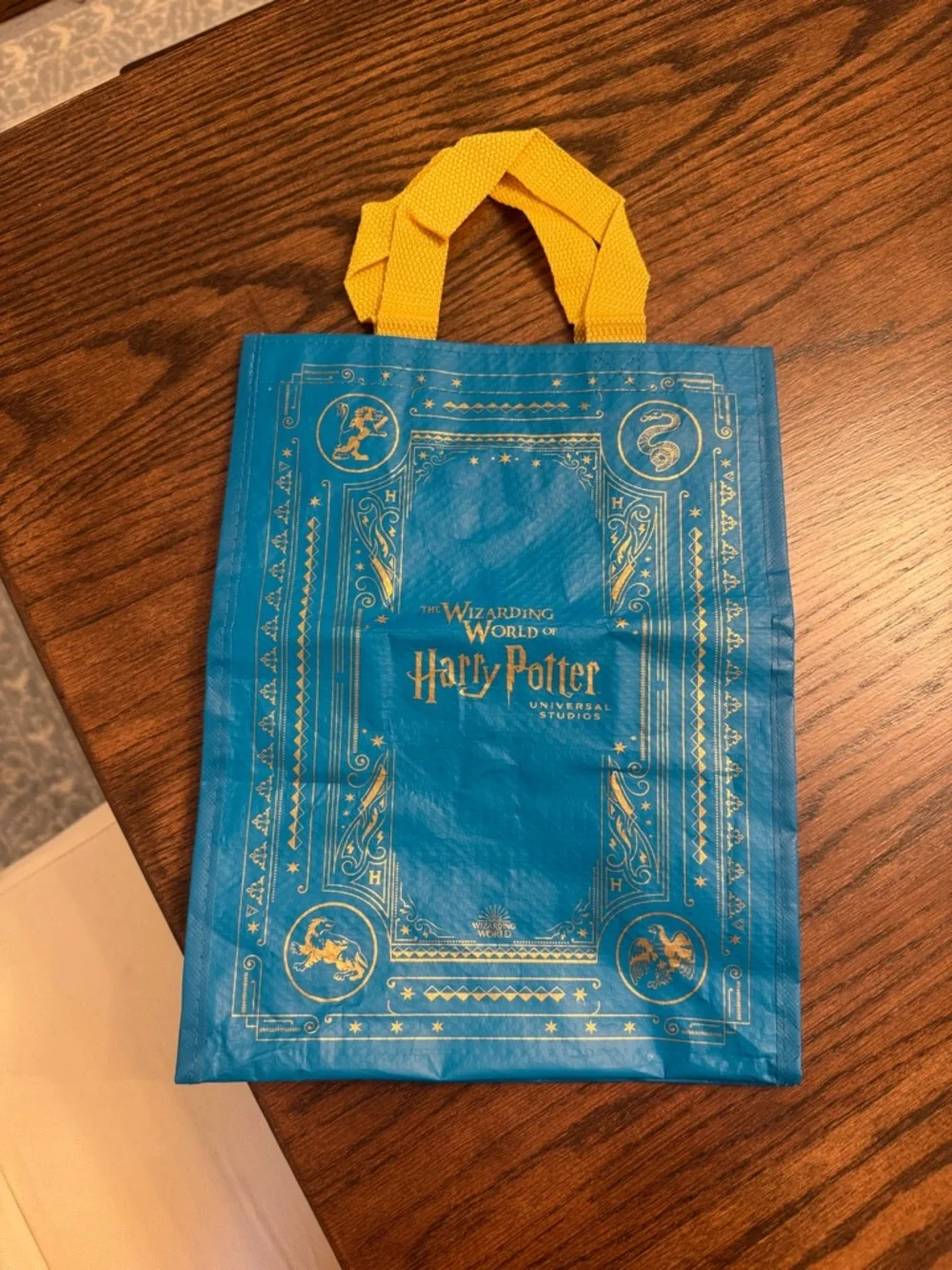 Universal Studios Harry Potter Wizarding World Blue Gold Reusable Tote Bag